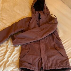 Volcom purple/brown Ski Snow Jacket Weather-Resistant Hooded